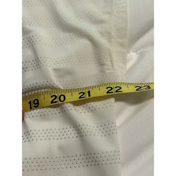 ELLEN TRACY Cream Short Sleeve Top with Textured Stripes Size Medium - Picture 7 of 8
